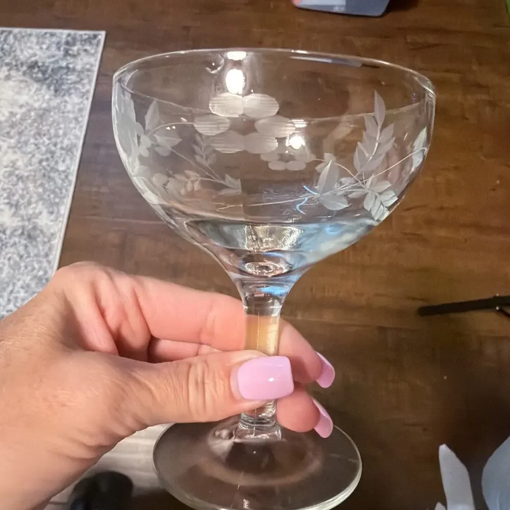 Vintage Princess House - Set of 7- Heritage Stemware Champagne Glasses